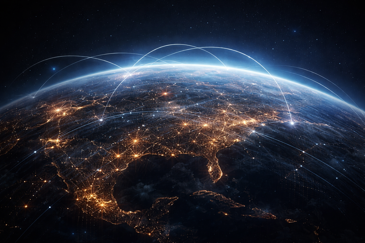 Abstract view of global systems, connectivity, and emerging patterns